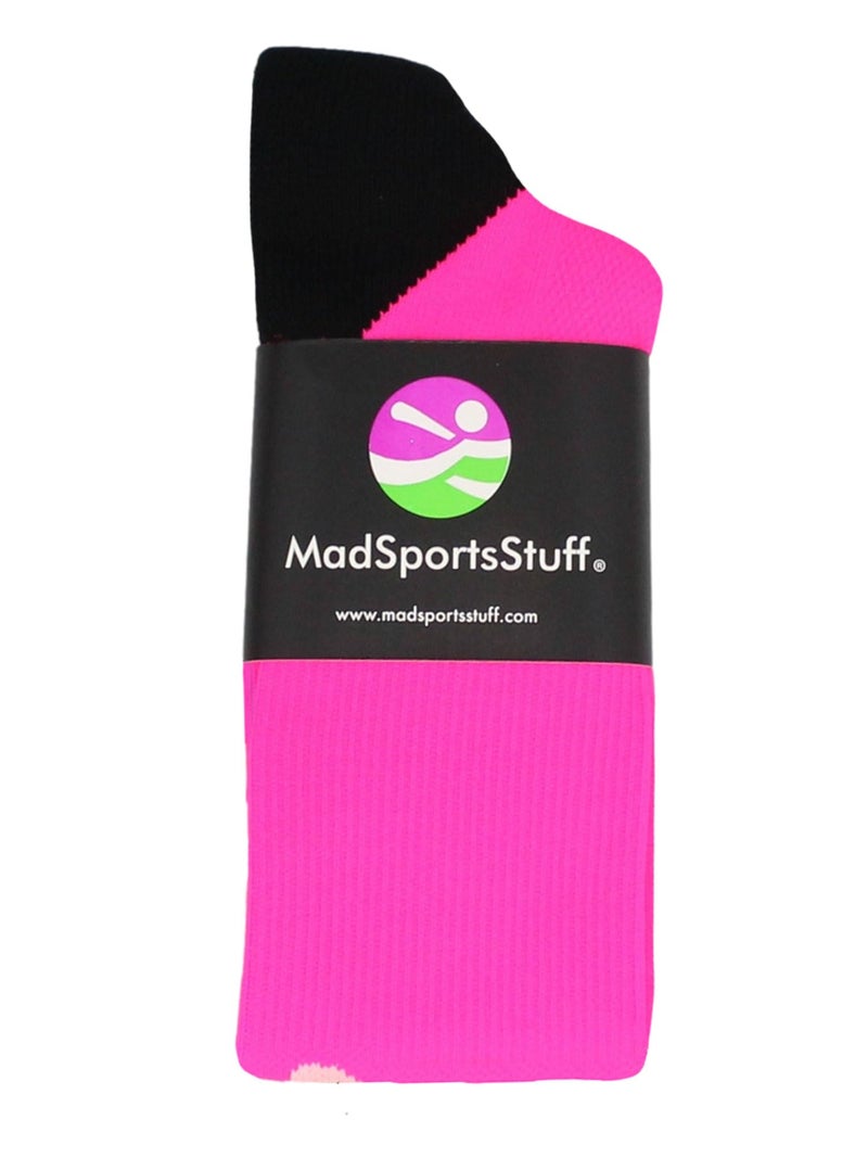 MadSportsStuff Breast Cancer Awareness Socks with Stripes (Neon Pink/Pale Pink, Medium) - Image 2